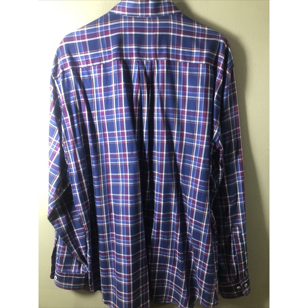 Peter Millar Purple Plaid Men's XL Long Sleeve Button Down Shirt 100% Cotton - Picture 5 of 7